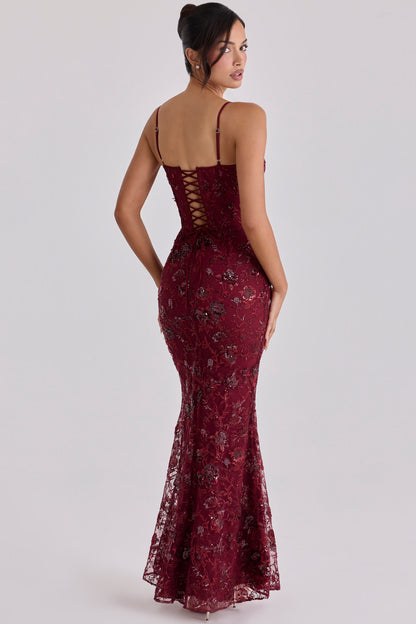 Naima Hand-Beaded Embellished Corset Maxi Dress