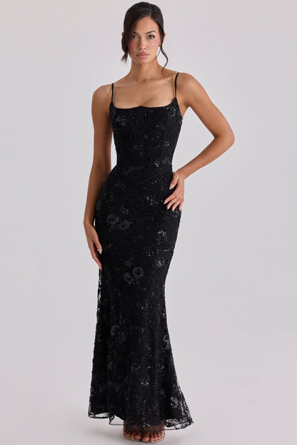 Naima Hand-Beaded Embellished Corset Maxi Dress