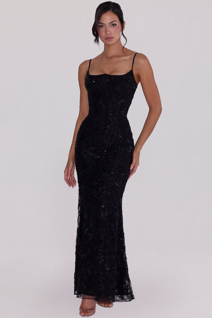 Naima Hand-Beaded Embellished Corset Maxi Dress