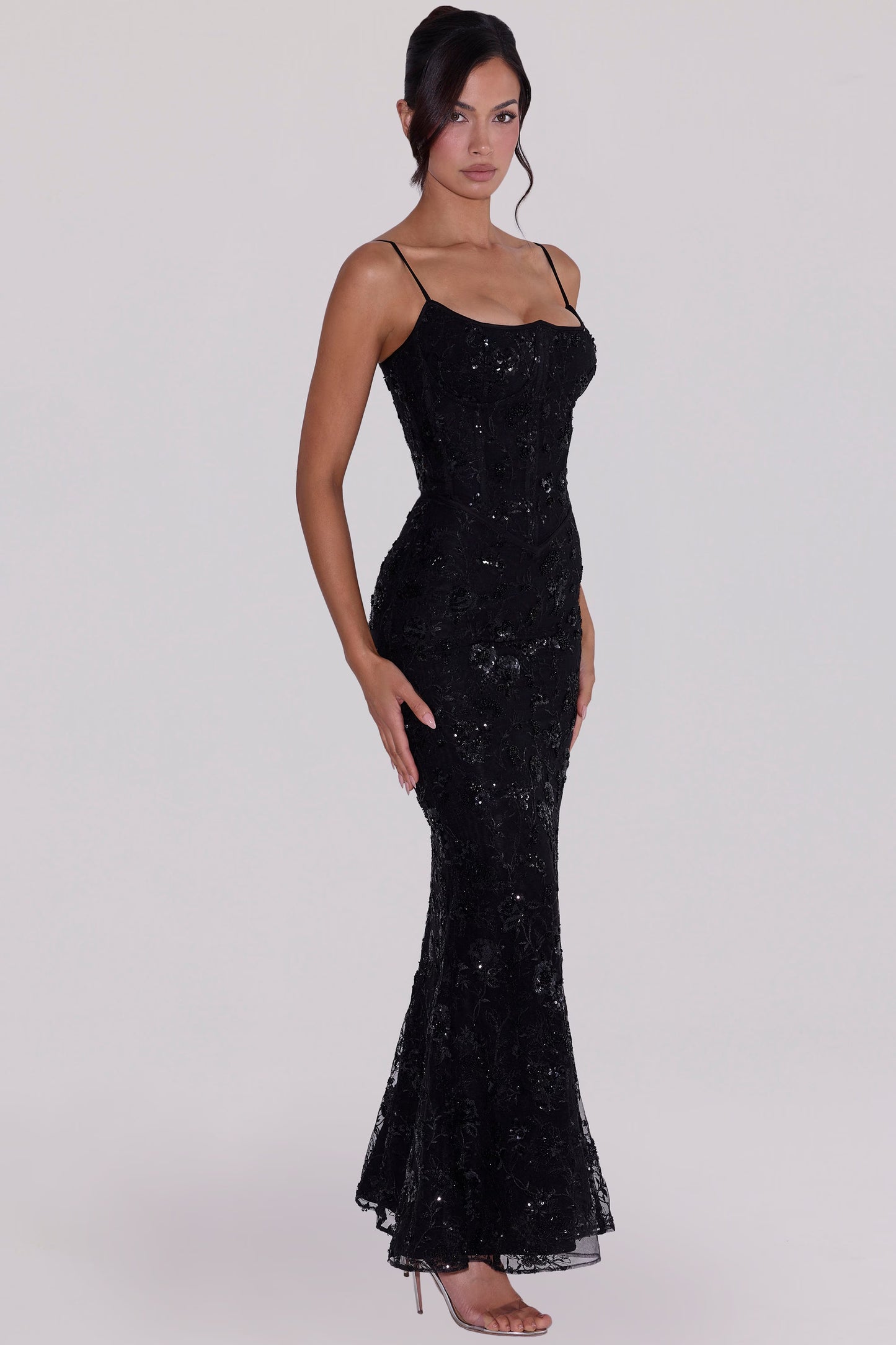Naima Hand-Beaded Embellished Corset Maxi Dress