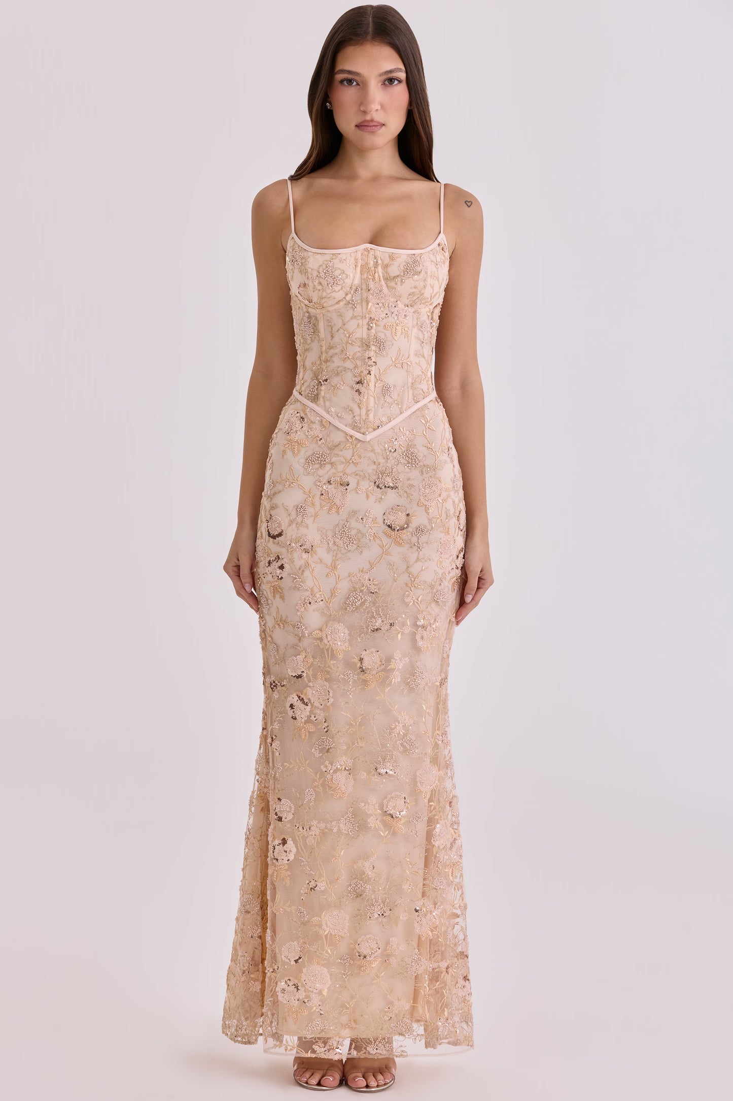 Naima Hand-Beaded Embellished Corset Maxi Dress
