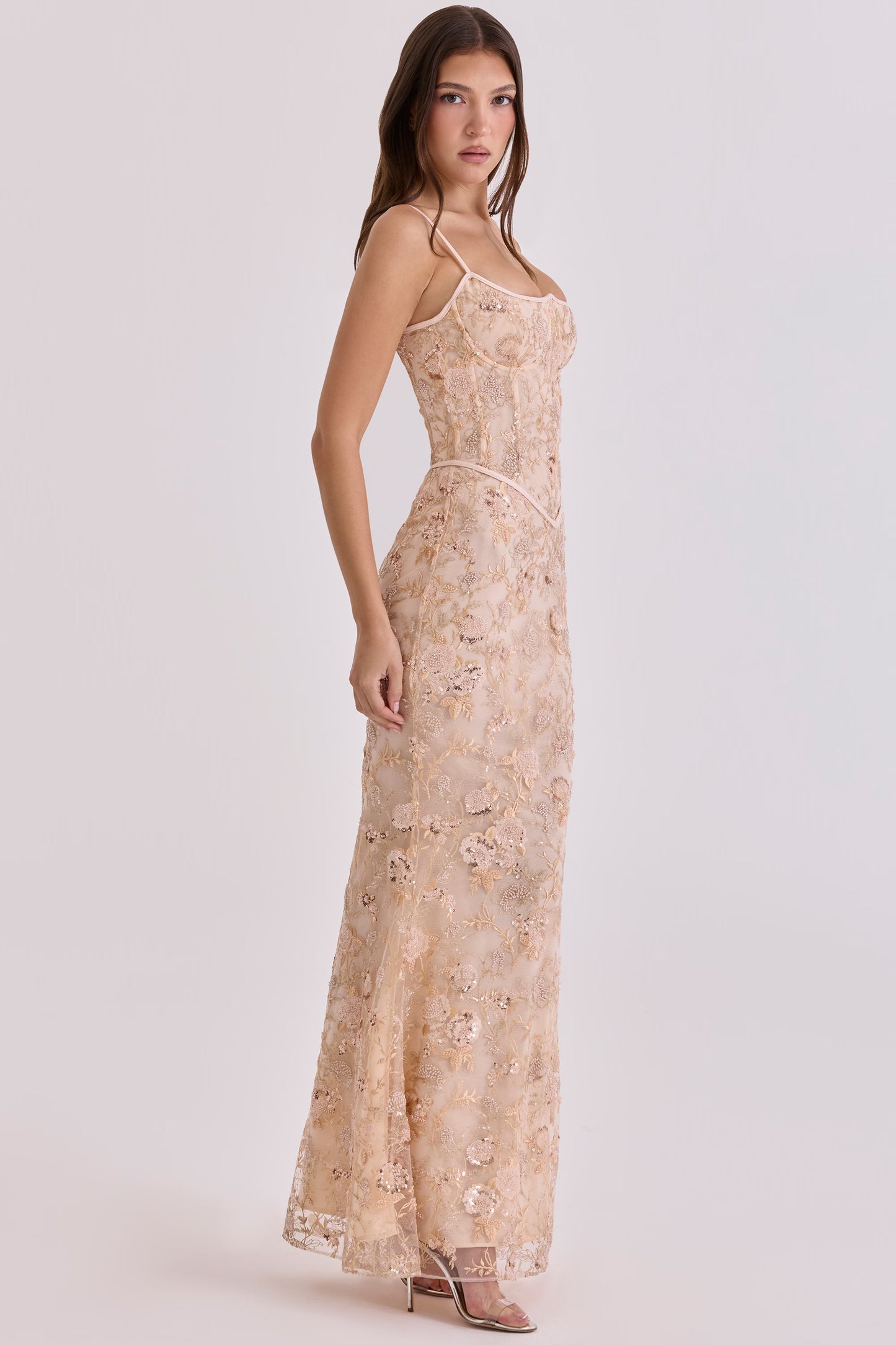 Naima Hand-Beaded Embellished Corset Maxi Dress