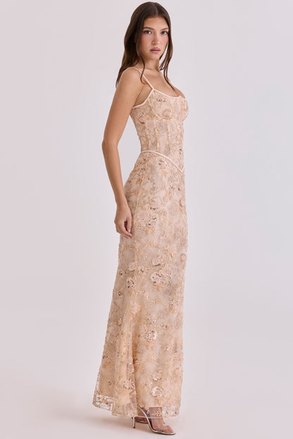 Naima Hand-Beaded Embellished Corset Maxi Dress