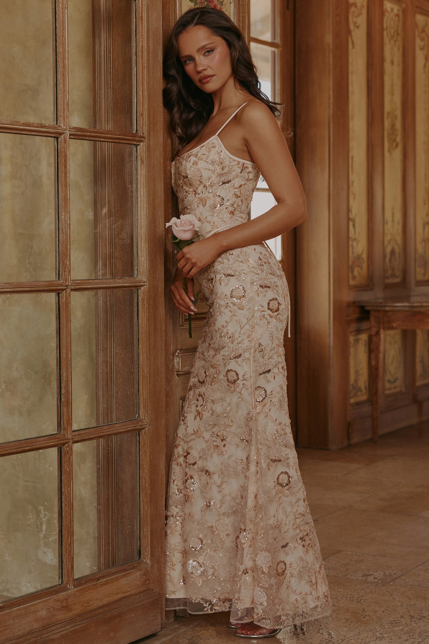 Naima Hand-Beaded Embellished Corset Maxi Dress